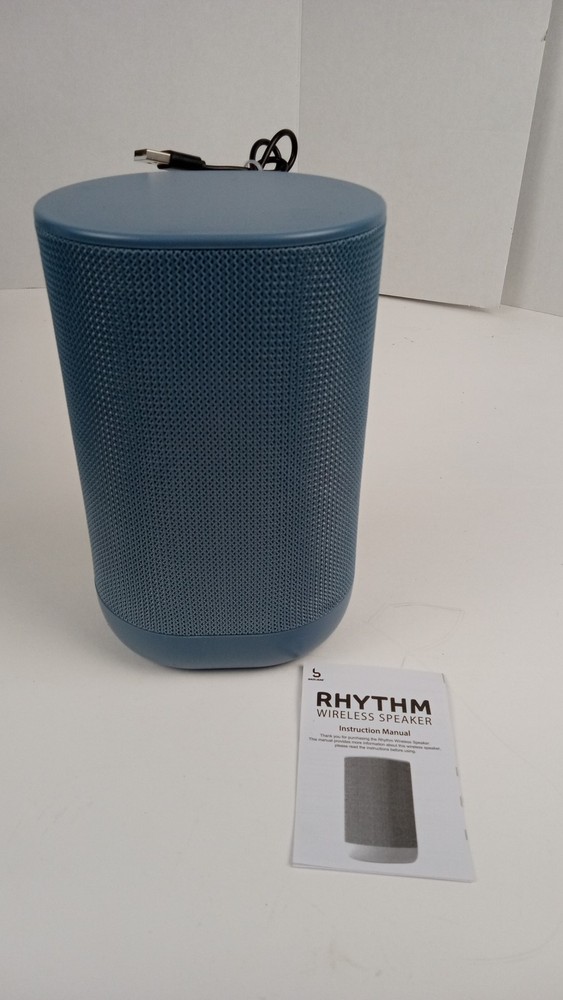 Rhythm Wireless Speaker Blue Portable Bluetooth Audio With Cable