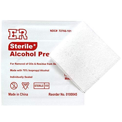 Ever Ready First Aid Alcohol Prep Pads Individually Wrapped Swabs - 200 Pads