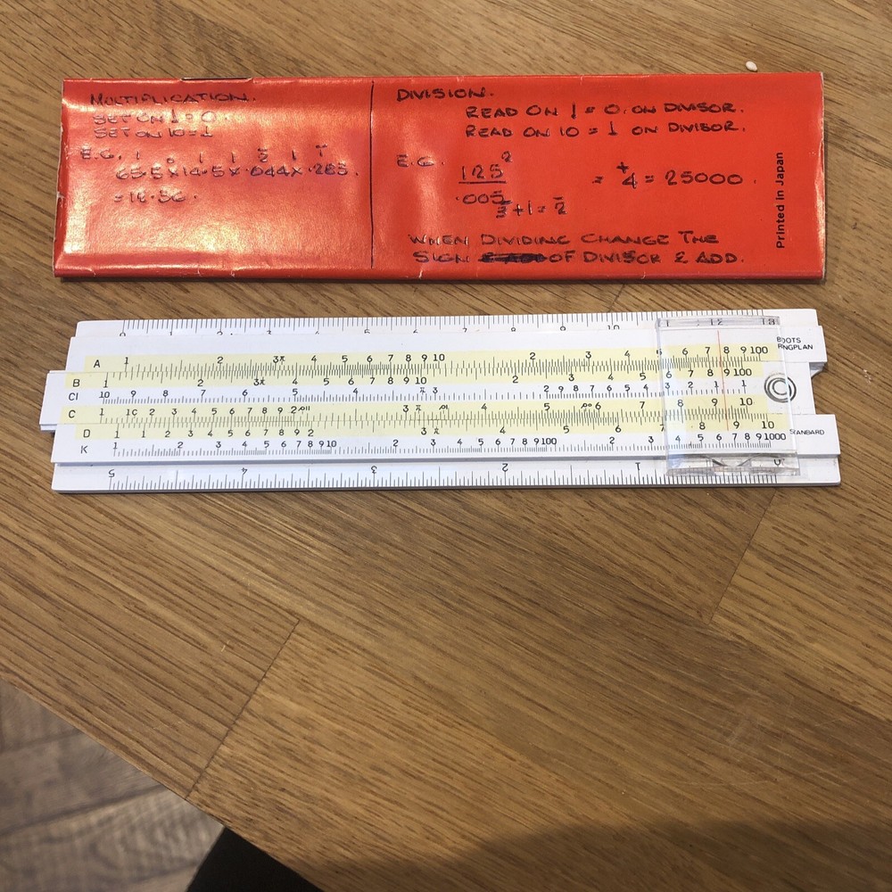 Boots Ringplan Precision Slide Rule with Case & Manual Vintage