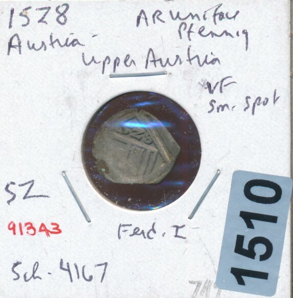 AUSTRIA - BOLD - 1528 SILVER - COB TYPE - PFG. -HAMMERED-- #1510