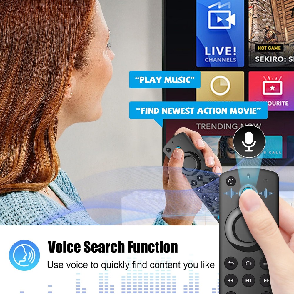 Replacement Voice Remote Control Compatible with Fire Smart TV white button