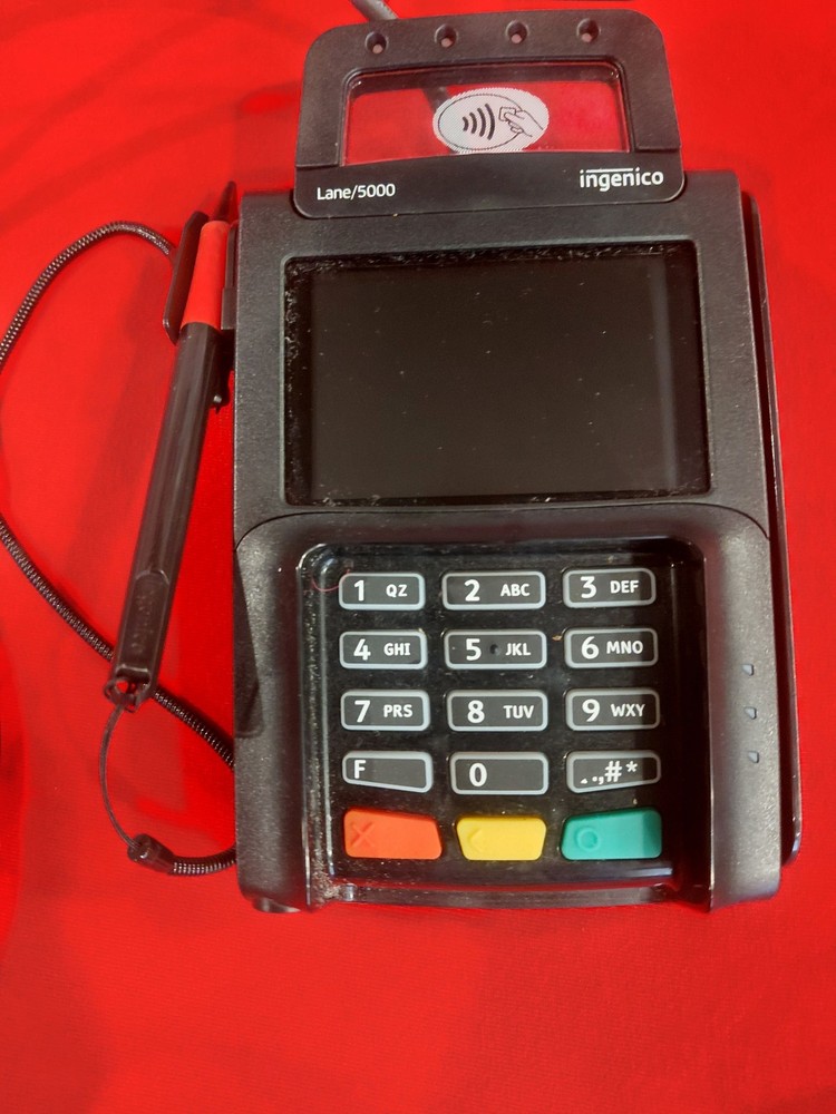 Ingenico Lane 5000 Payment Processing Terminal with Pen and Power Cable