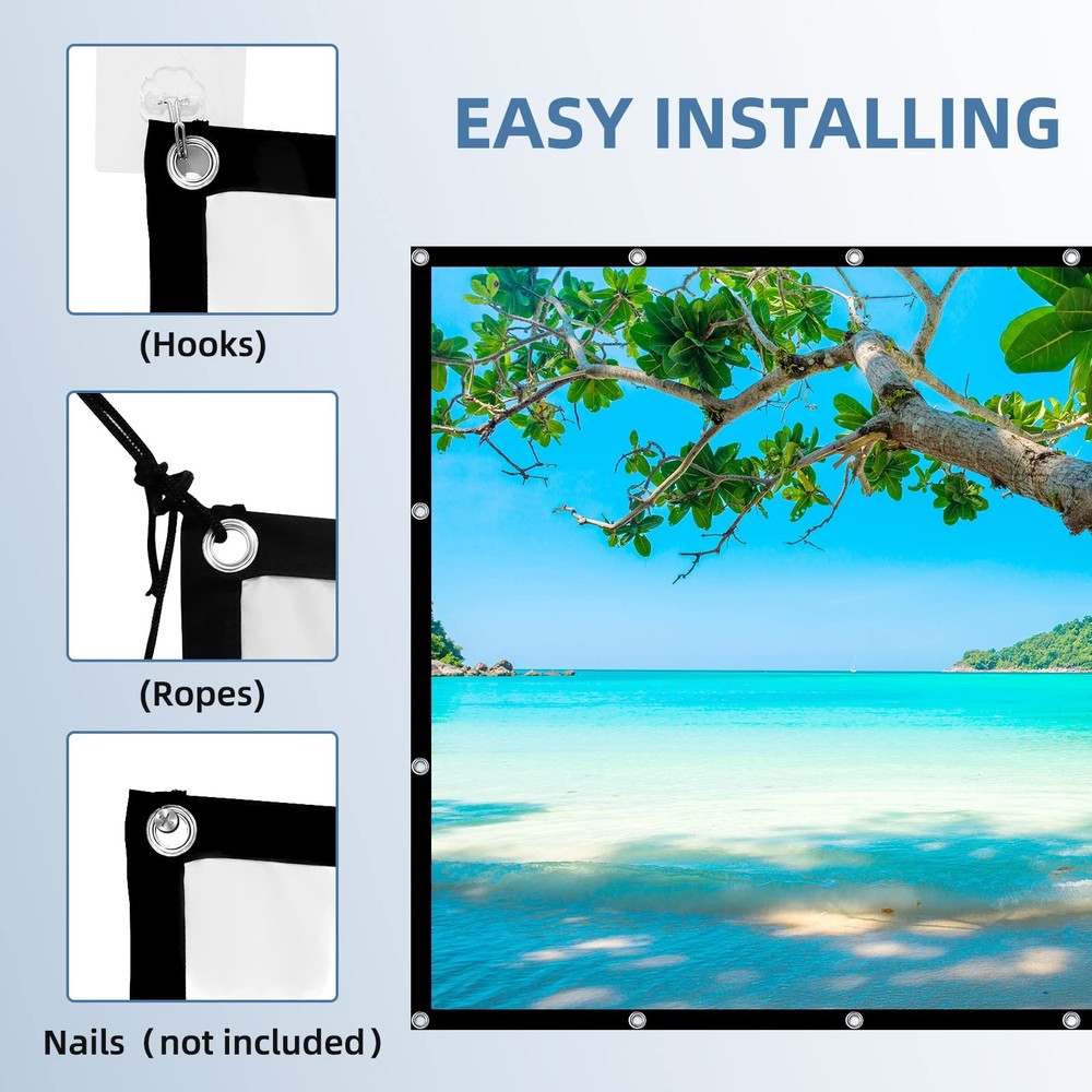 Projector Screen,4K 16:9 HD Rear Front Projector Screen Foldable Projection S...