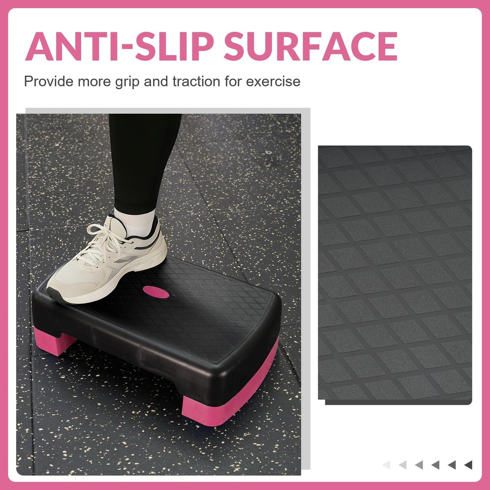 18" Aerobic Step Platform, Workout Stepper with Adjustable 2 Stackable Risers...