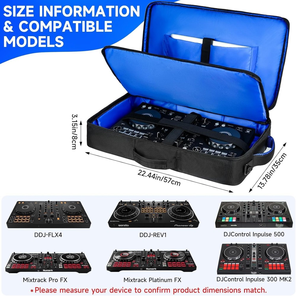Portable Hard Shell DJ Controller Case for DDJ-FLX4, REV1, Mixtrack Pro FX