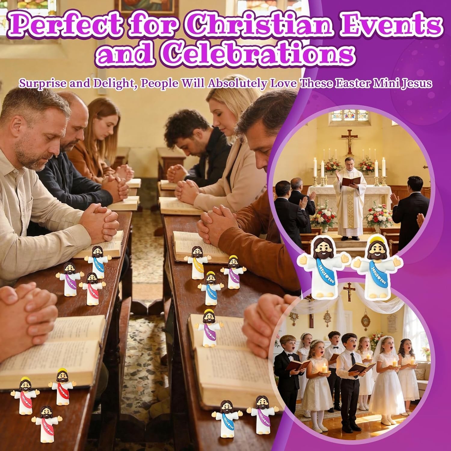 100 Pack Little Jesus Figures Loves You, Tiny Mini Jesus Figurines in Bulk