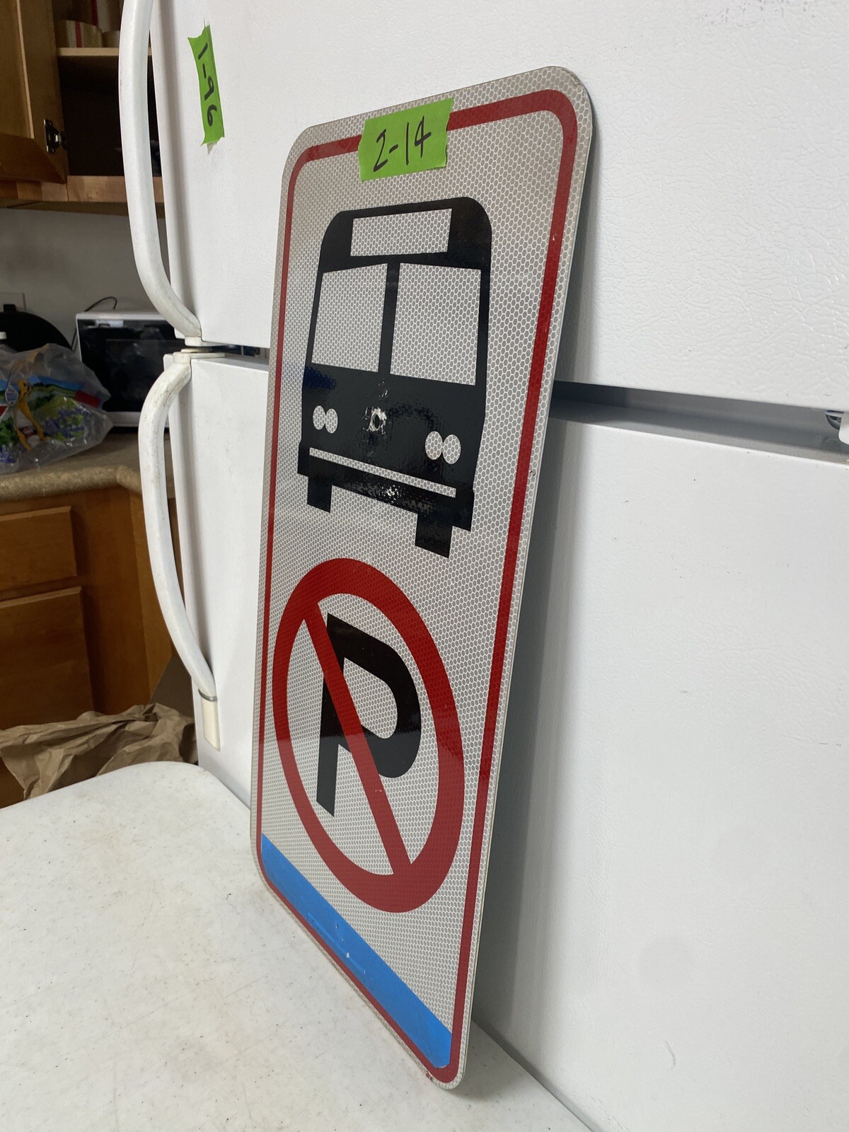 Retired Street Road Traffic Sign - No Parking Bus Stop 12"X24" 2-14