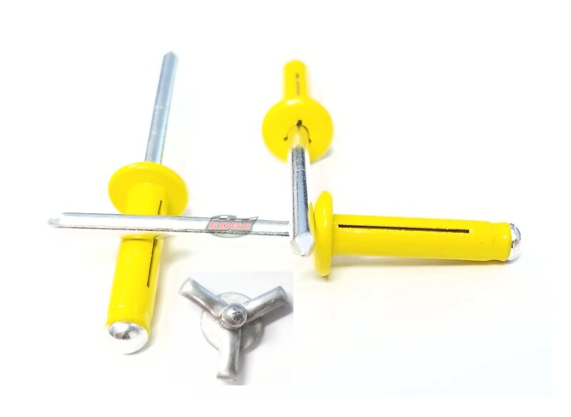 Yellow 3/16" Small Head Tri-Fold Exploding Aluminum Mandrel Pop Rivets 50 pack