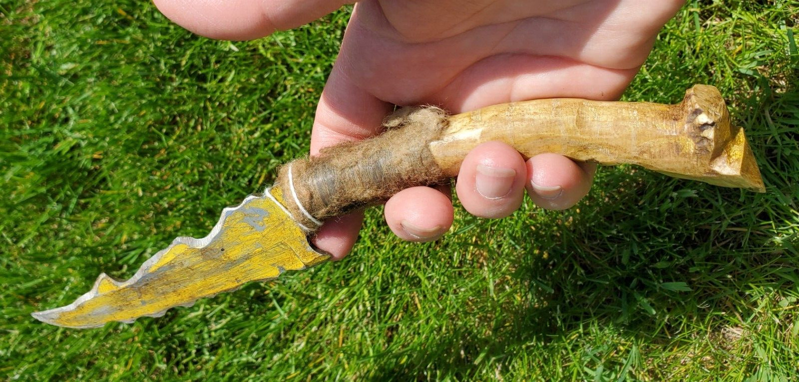 Rare Antique Native American Apache 9" Belt Knife Stag Bone Handle ca 1930