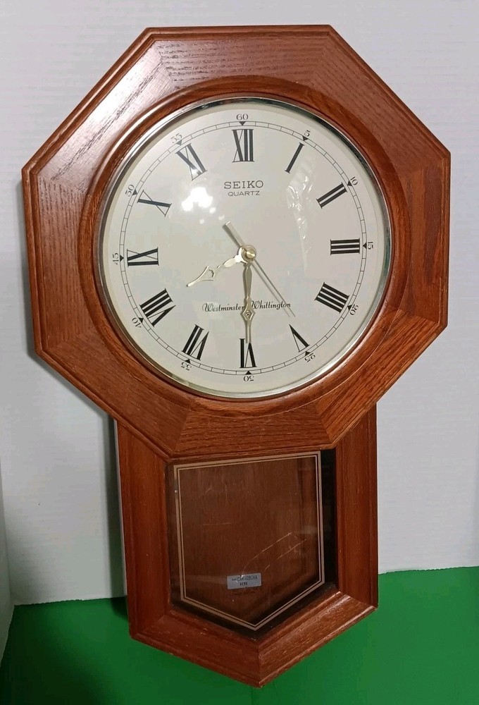 Seiko Quartz Westminster Whittington Chime Wall Clock Tested Missing Pendulum