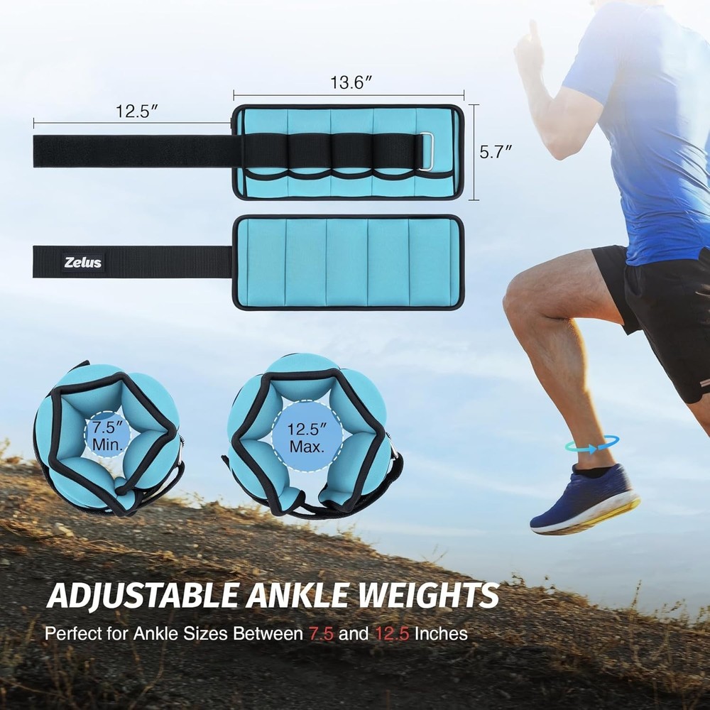 1 Pair Adjustable Ankle Weights, 2 4 6 8 10 lb Modularized Leg Weight Straps ...