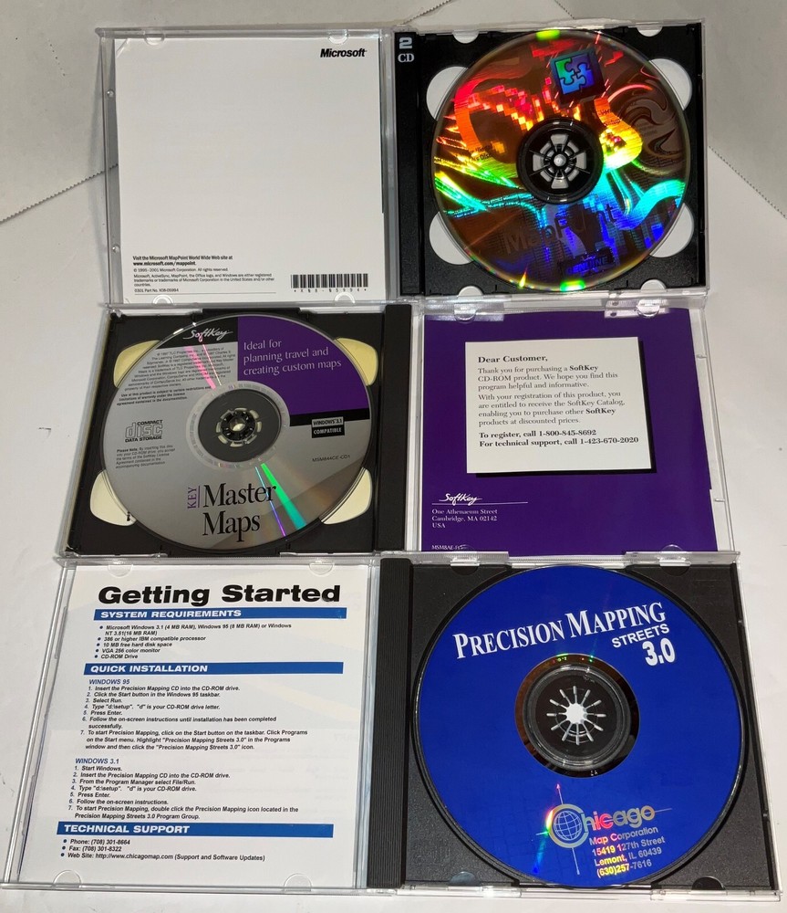 Microsoft Mappoint version 2002 + Master Maps + Precision Mapping - 3 preowned