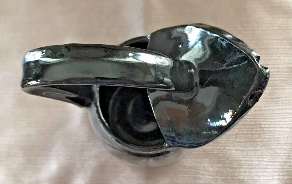 Handcrafted Studio Pottery Small Black Pitcher Unique Spout 6.75"