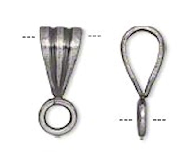 20 Antiqued Silver Plated Brass 9x5mm Pendant Bails with Closed Loop
