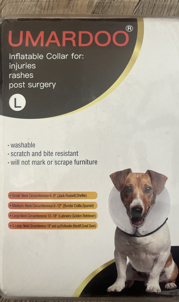 Umardoo Inflatable Collar for Dogs Size Large Gray