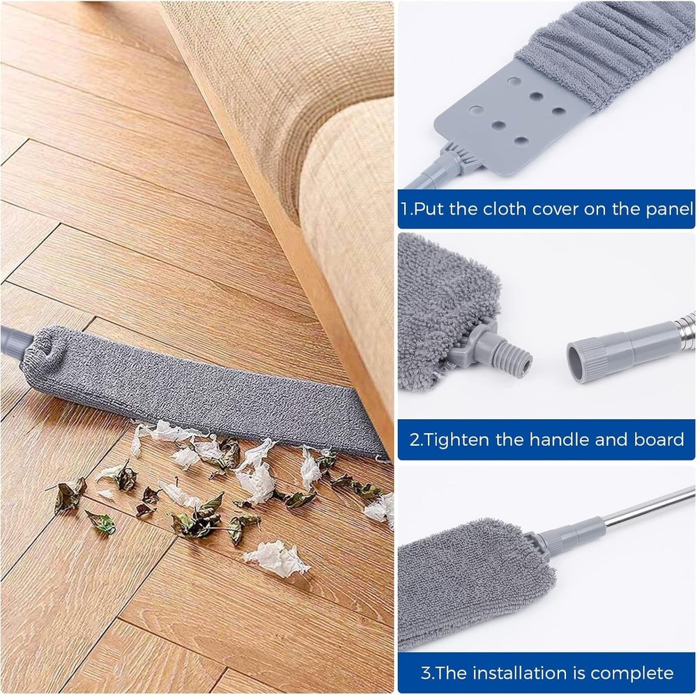 Telescoping 60in Microfiber Duster with Eco-Friendly Design - 2 Cloths Included