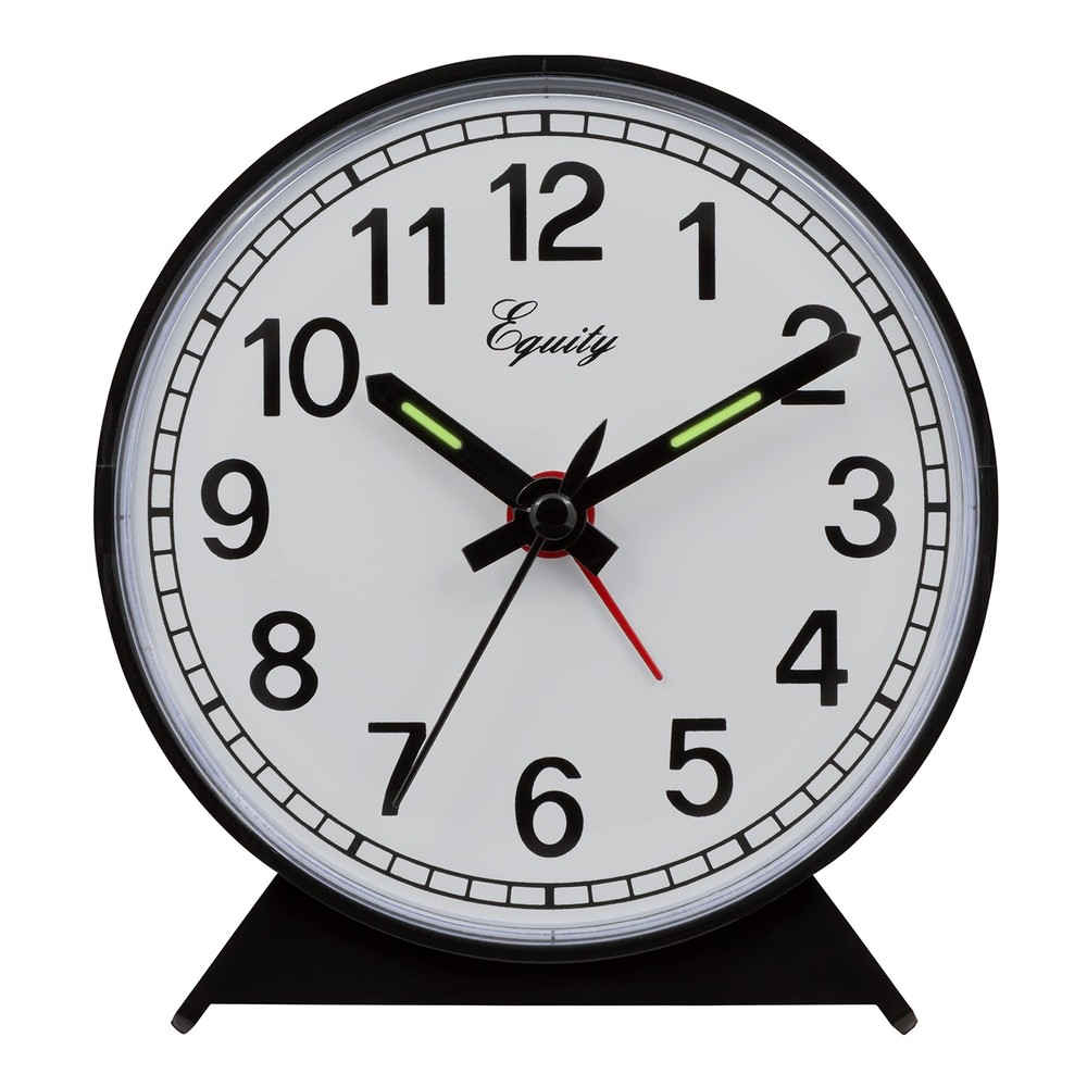 Equity 14075 Black Analog Wind-Up Alarm Clock Small,