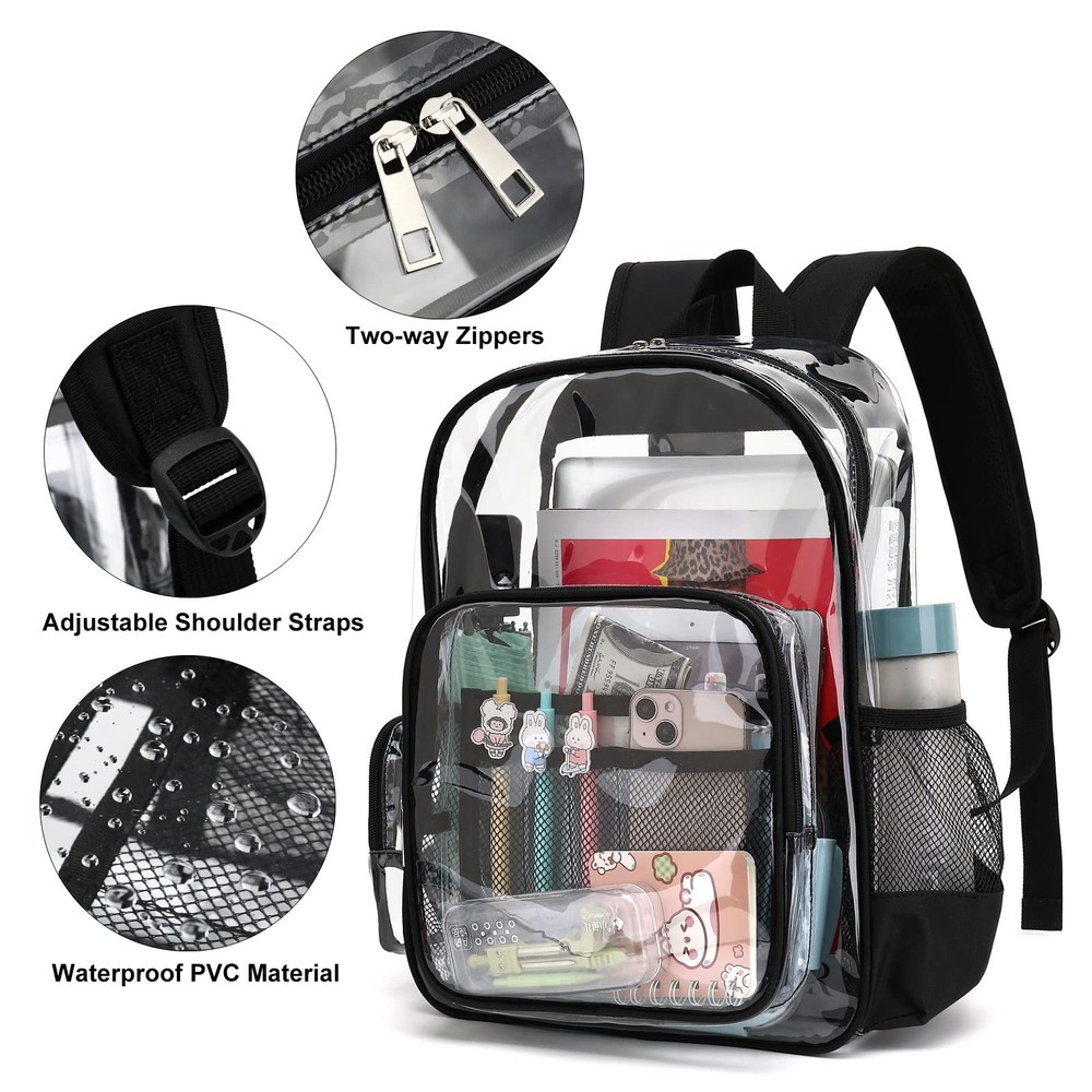 Heavy Duty Clear Backpack School Backpack PVC Transparent Backpacks See Throu...