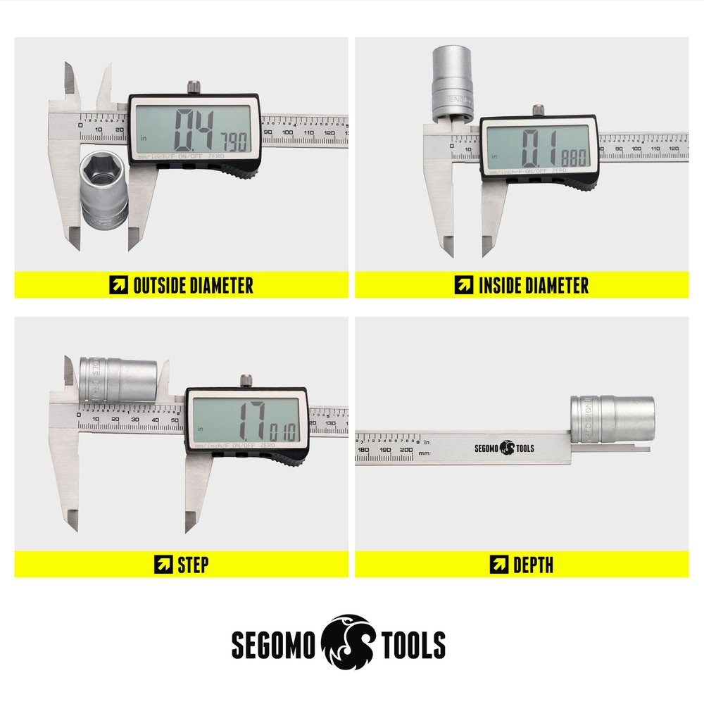 8 Inch Electronic Digital Calipers: Inch, Fractions, Millimeter