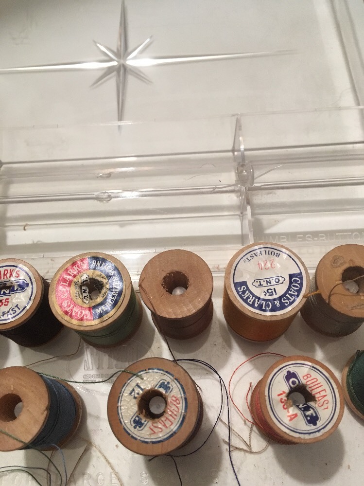 vintage mid century Lucite Dritz Thread Case With Thread