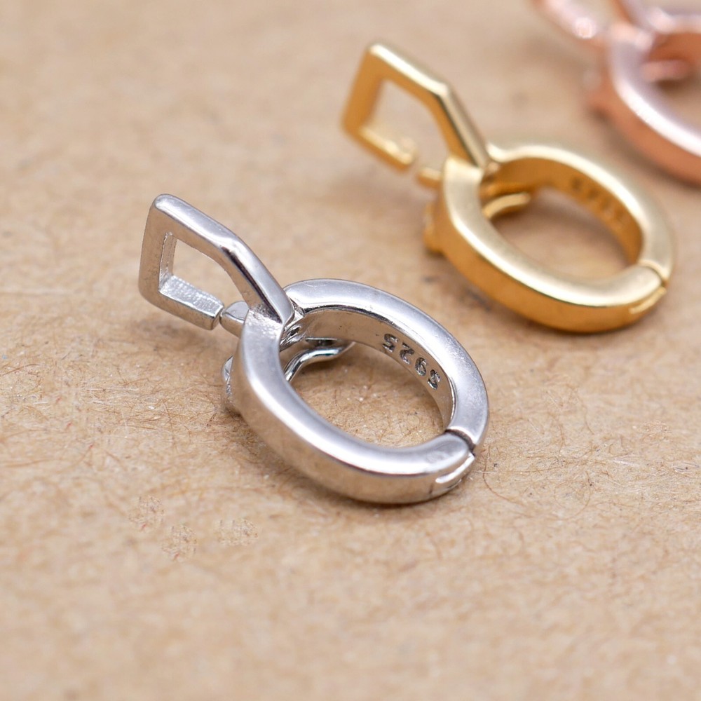 Sterling Silver Changleable Bail Pendant Holder Connector with Clasp Lock A2072