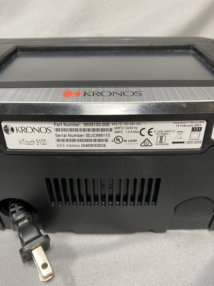 KRONOS INTOUCH 9100 H4 STANDARD,B/C TIME CLOCK 8609100-008