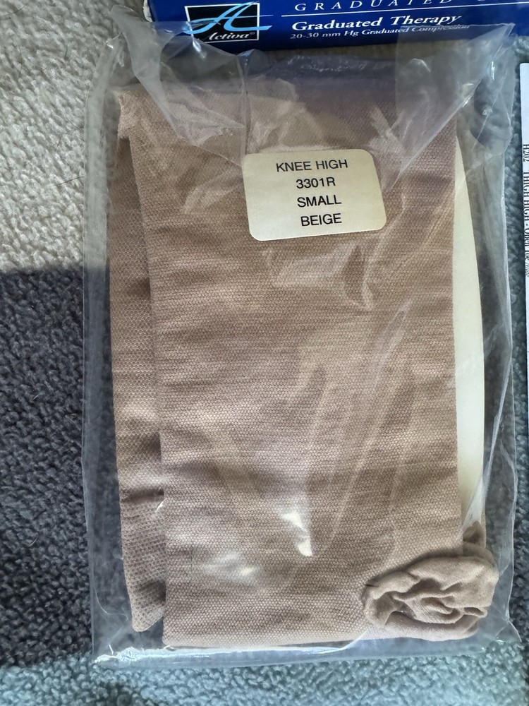 Activa Graduated Therapy Knee High Compression Socks Beige SIZE SMALL