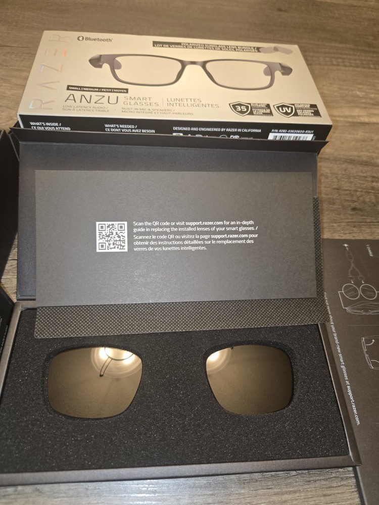Razer Anzu Smart Glasses Bluetooth, Rectangle, Small/Medium with Accessories