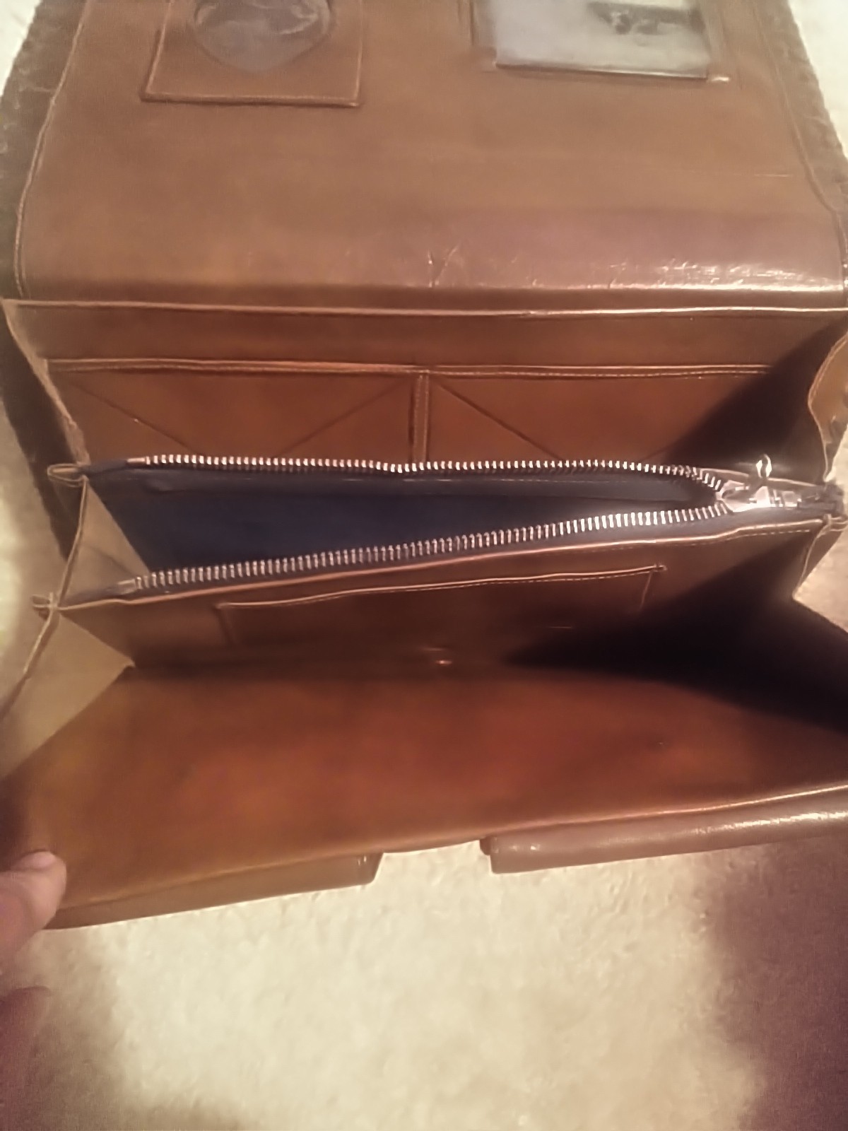 Vintage Hand Tooled Leather Embossed Egyptian Themed Purse