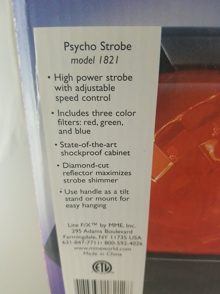 Psycho Strobe Light- 3 Color Panels- Speed Adjuster Halloween
