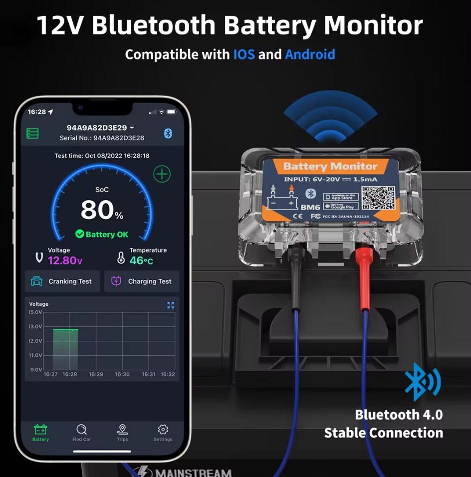 QUICKLYNKS BM6 Car Tester Battery Charging Analyzer For Android iOS APP BT 4.0