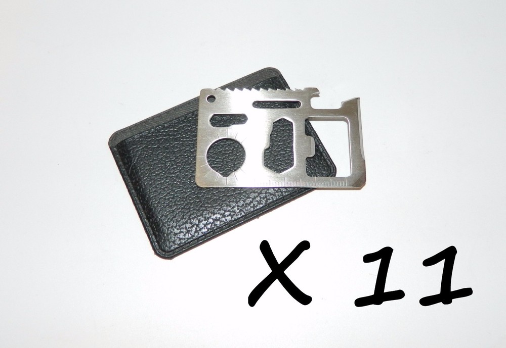 11 X Outdoor Emergency Survival Compact Thin Strong Multi Tool Card With Case