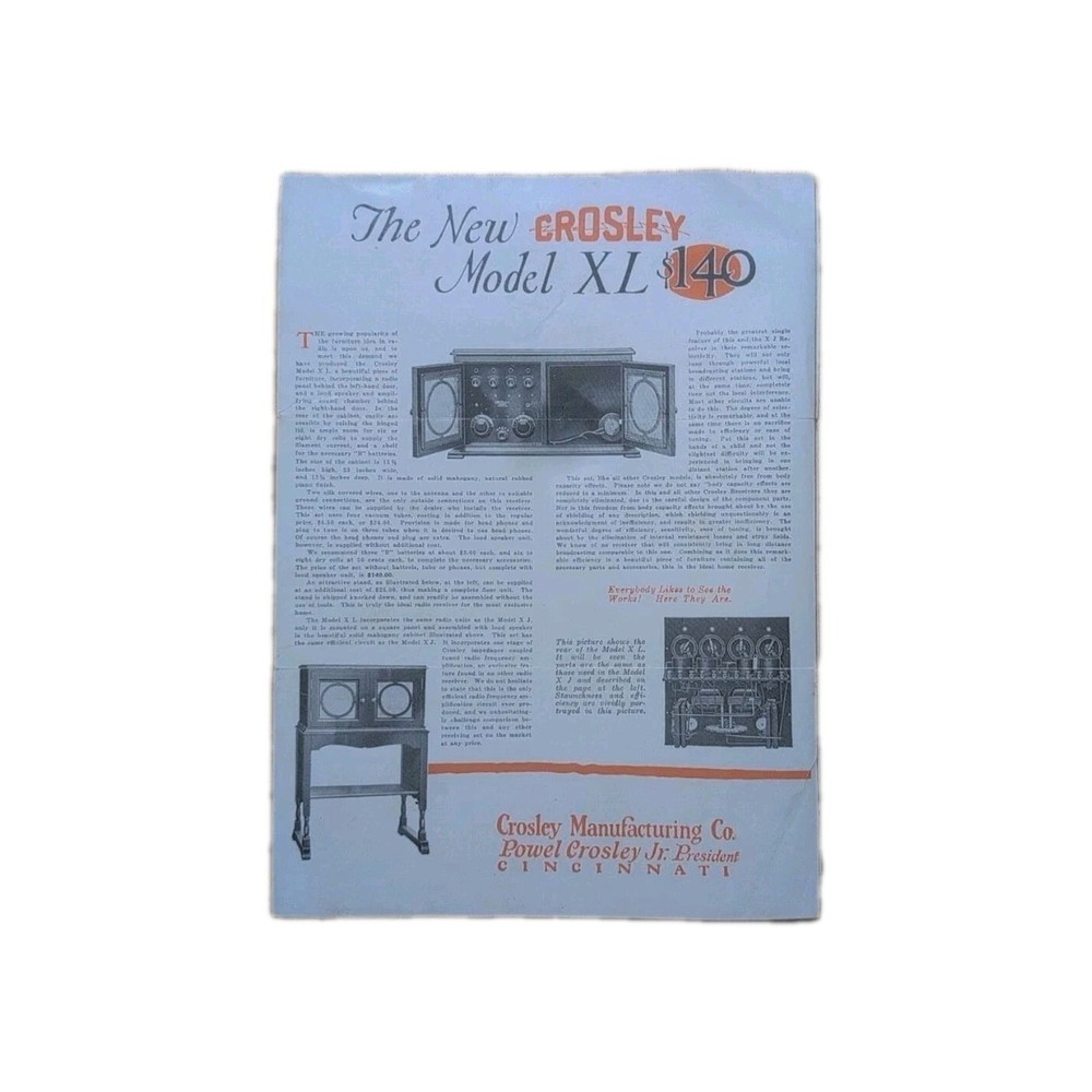 Crosley Radios Brochure/Catalog - 1920s