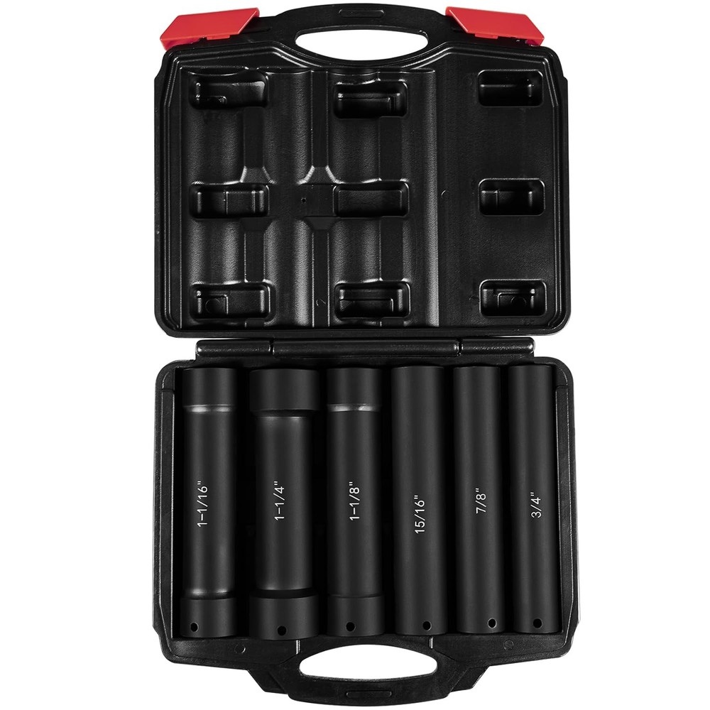 1/2 Inch Drive Extended Length Impact Socket Set - 6 Piece Extra Deep Impact ...