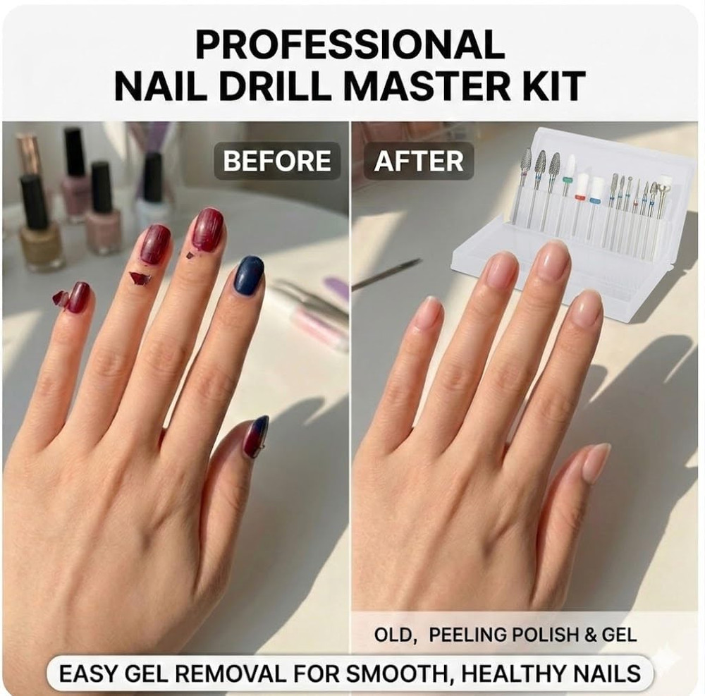 13PC Nail Drill Bits Set, Drill Bits for Nails, 3Pcs Tungsten Carbide Drill Bits