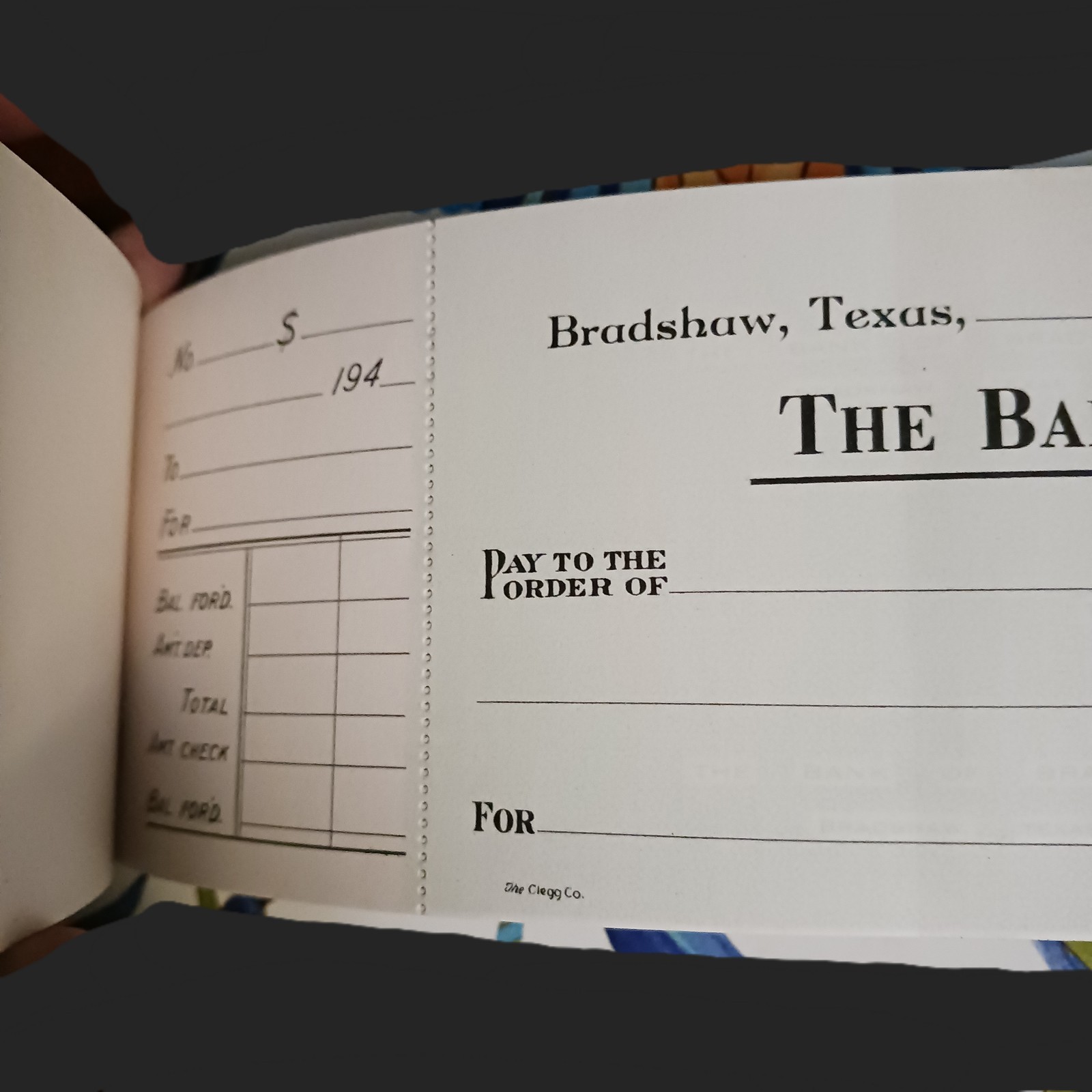 1940s Bank of Bradshaw Texas Checks Checkbook Receipts Pad Vtg Full Unused Pad