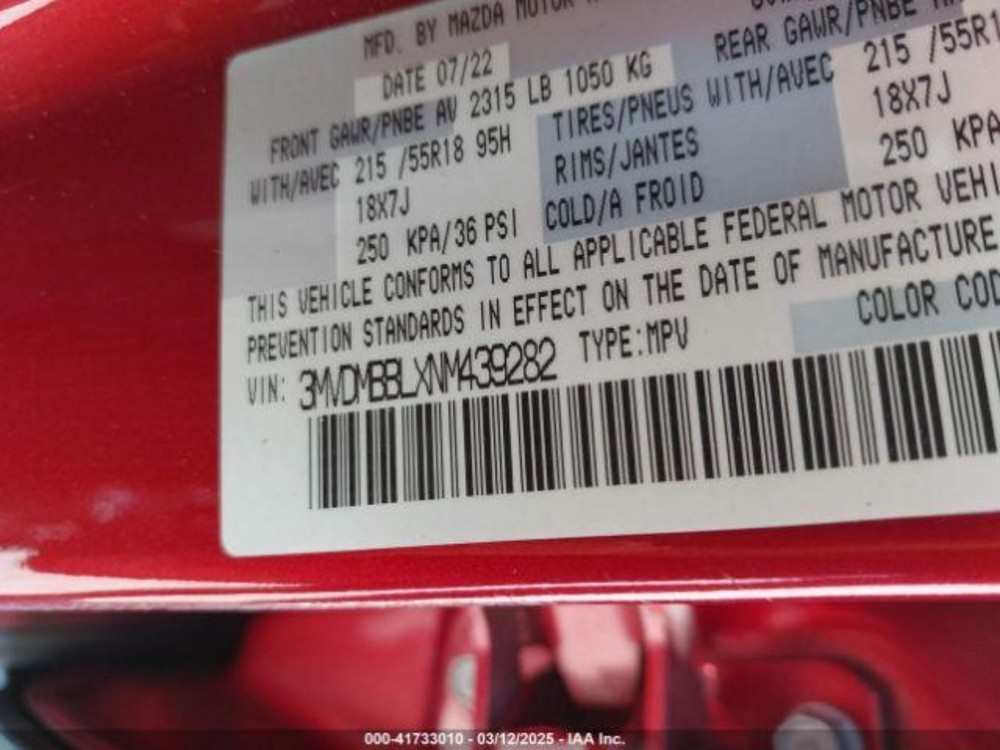 2022 MAZDA CX-30 LR Door Trim Panel