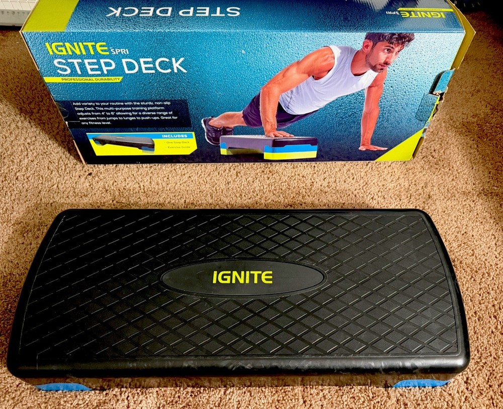 Ignite by SPRI professional exercise step deck adjusts from 4" to 6" -