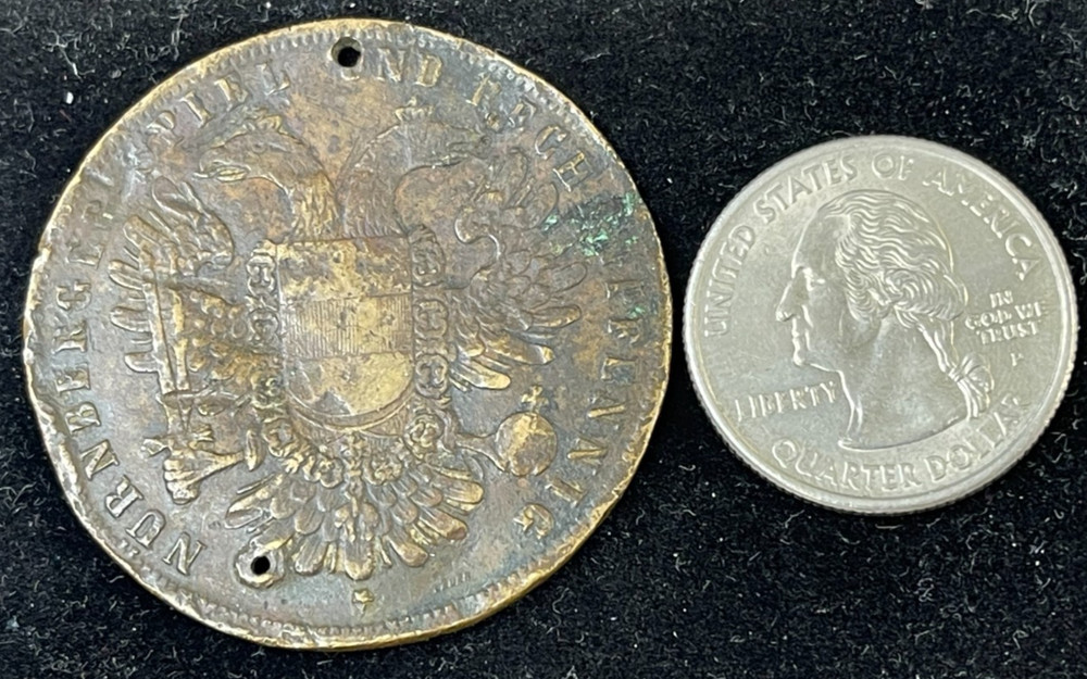 Early Unknown Type World Foreign Double Head Eagle Medal Coin Holed Damaged