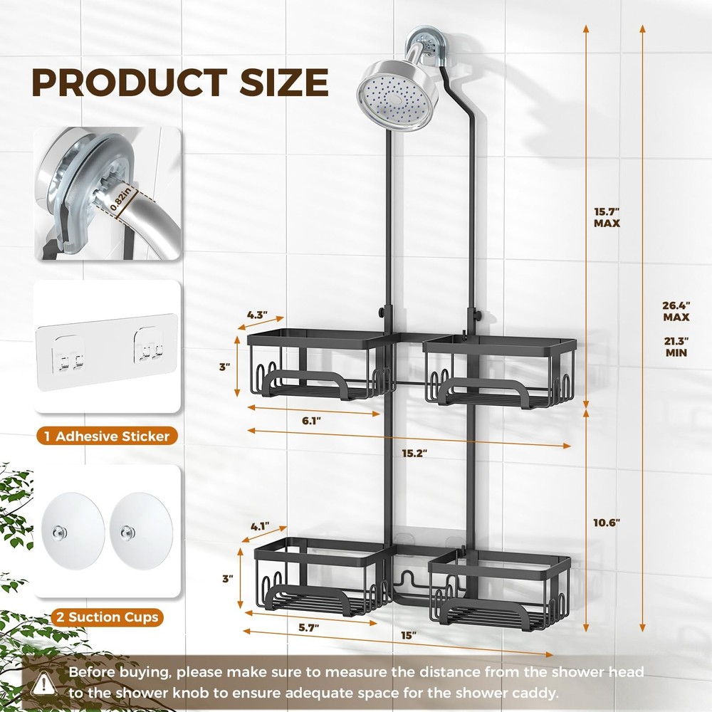 Shower Caddy Hanging for Handheld Showerheads Adjustable Split Shower Caddy, ...