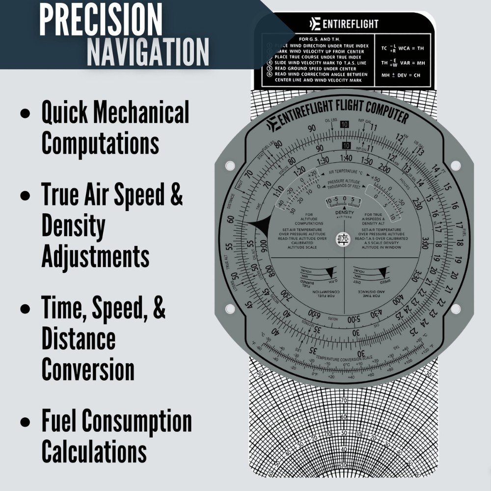 EntireFlight E6B Flight Computer & Sectional Plotter Bundle Aviation Pilot