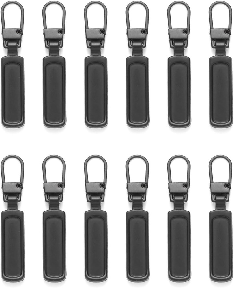 12PCS Black Metal Zipper Pull Replacement Jacket Zipper Slider Replacement for S