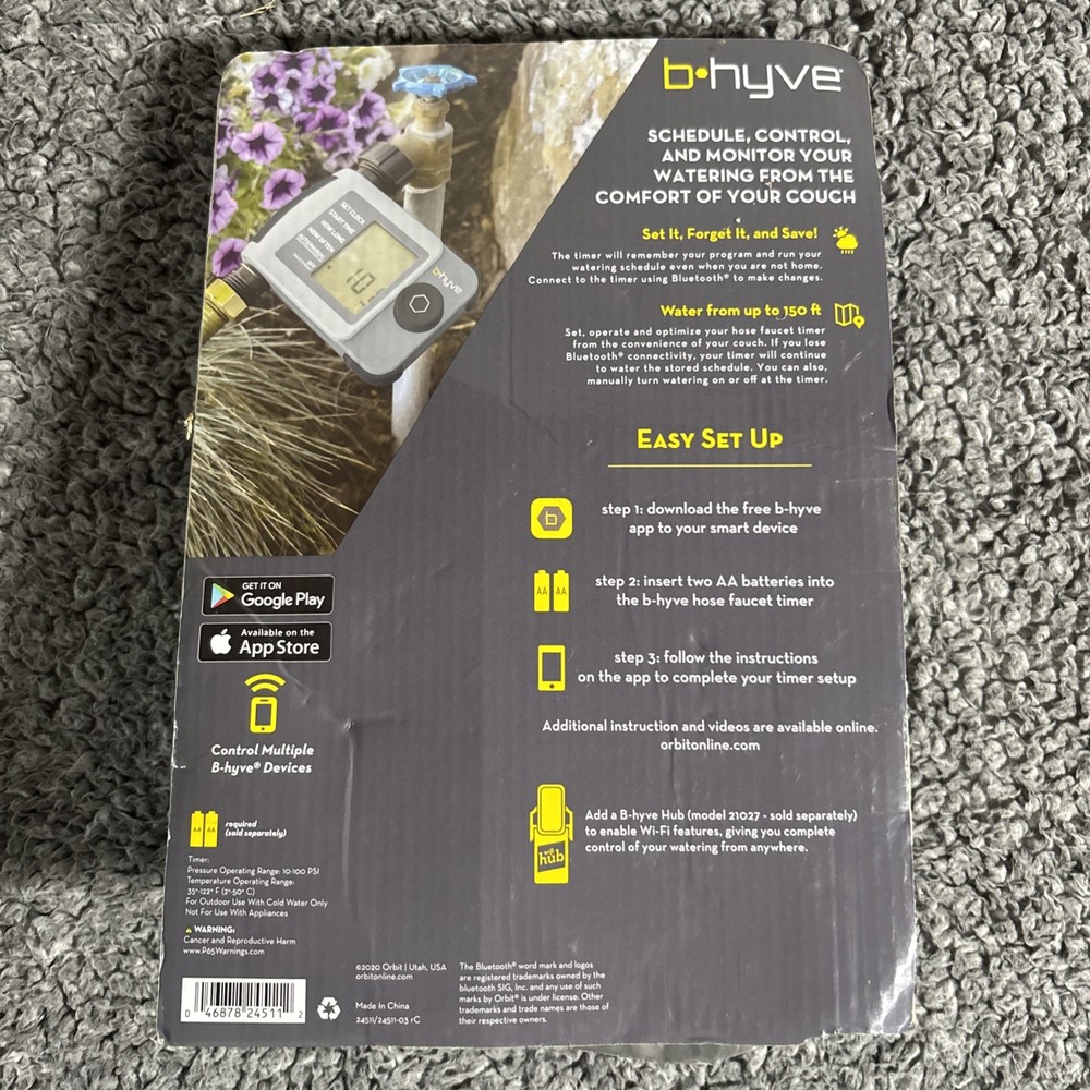 Orbit Hose Timer B-Hyve Xd Bluetooth Outlet Watering+Irrigation Programmable