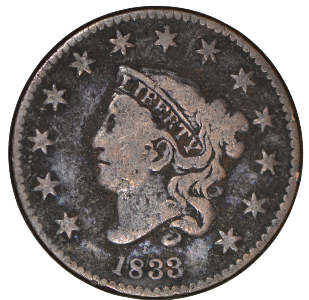 1833 Coronet Head Large Cent ~ VG Details