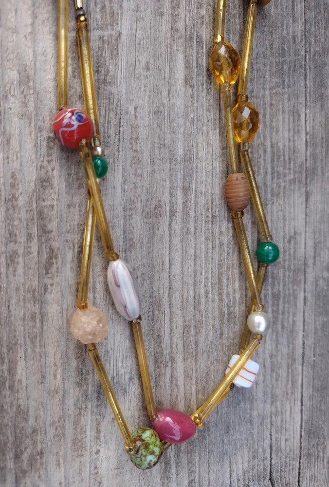 Vintage long glass necklace