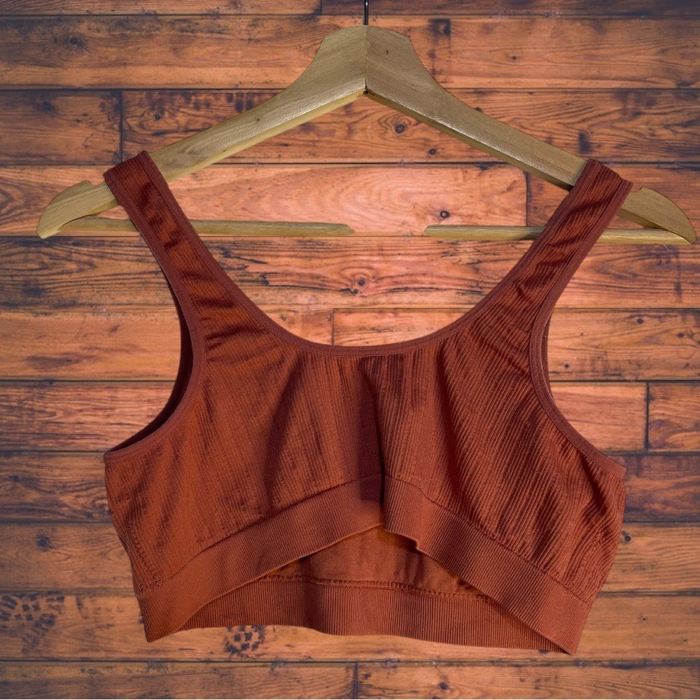 No Boundaries Rust Ribbed Bralette XL