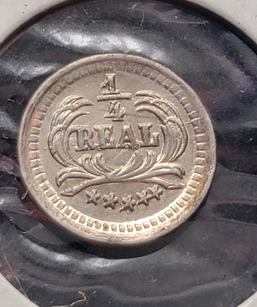 Guatemala 1890 1/4 Real Silver Coin ➕️ VF ➕️ 🇬🇹 ERROR