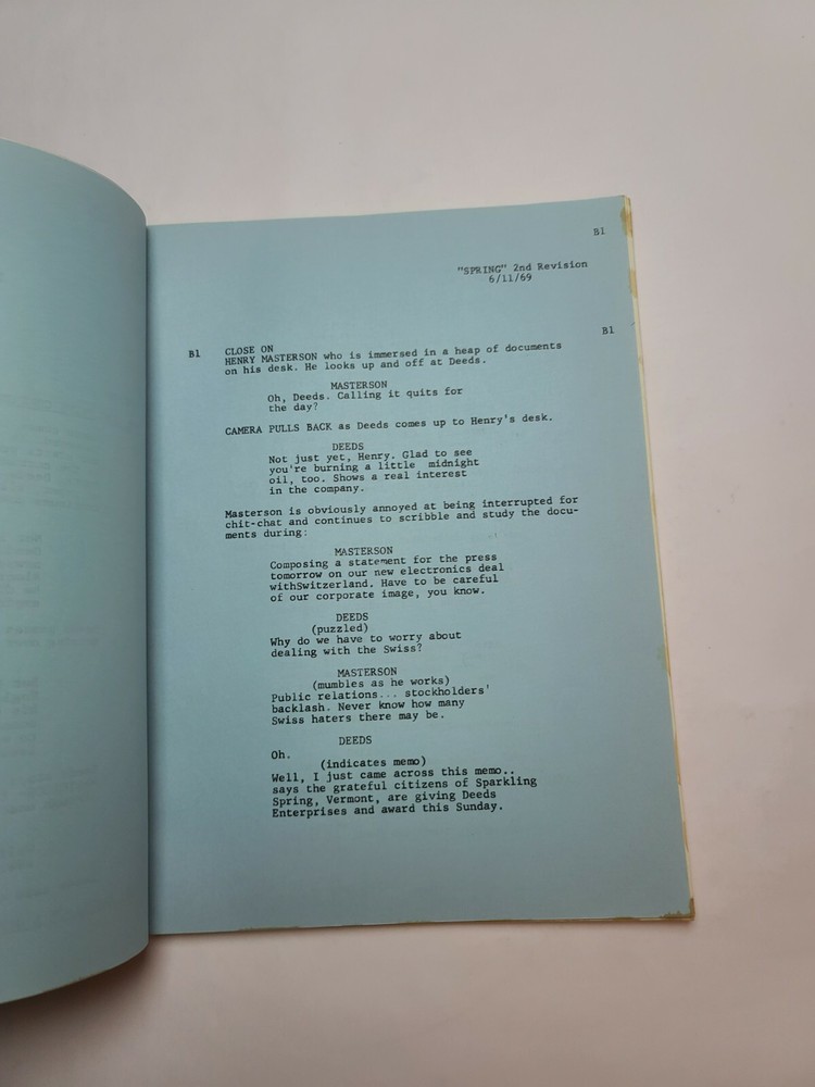 MR. DEEDS GOES TO TOWN / George Slavin 1969 TV Script "Sparkling Spring"