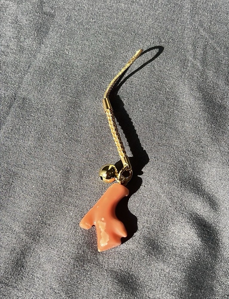 Gold thread pink coral Accessory Charm strap