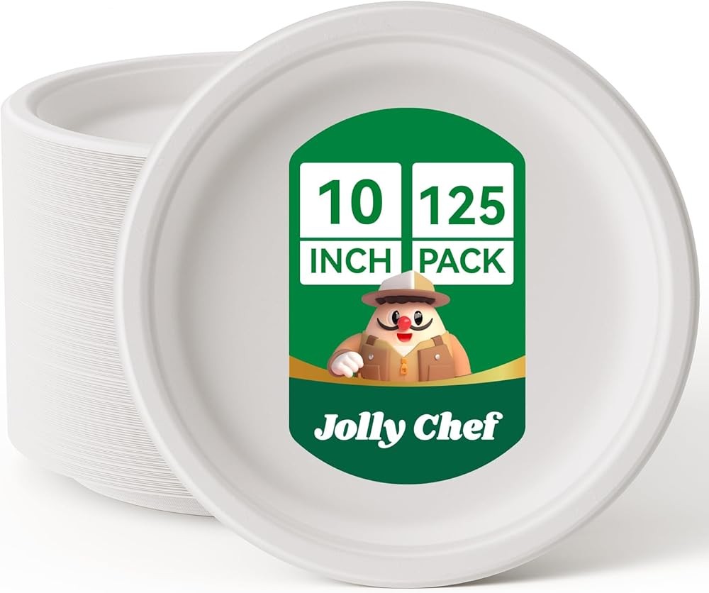 J CHEF postable Heavy Duty Plates 𝟭𝟬 𝗜𝗻𝗰𝗵 [𝟭𝟮𝟱 𝗣𝗮𝗰𝗸]